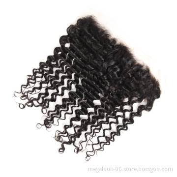 Megalook Hair Discounts Top Quality Virgin Hair 13 X 6 Clear Brazilian Deep Wave Super Fine Raw Swiss Lace Frontal